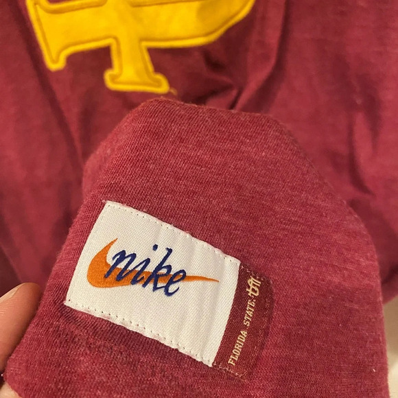 Nike Florida State FSU Seminoles Vault Logo Patch V Neck Long Sleeve Top Large - Picture 4 of 6